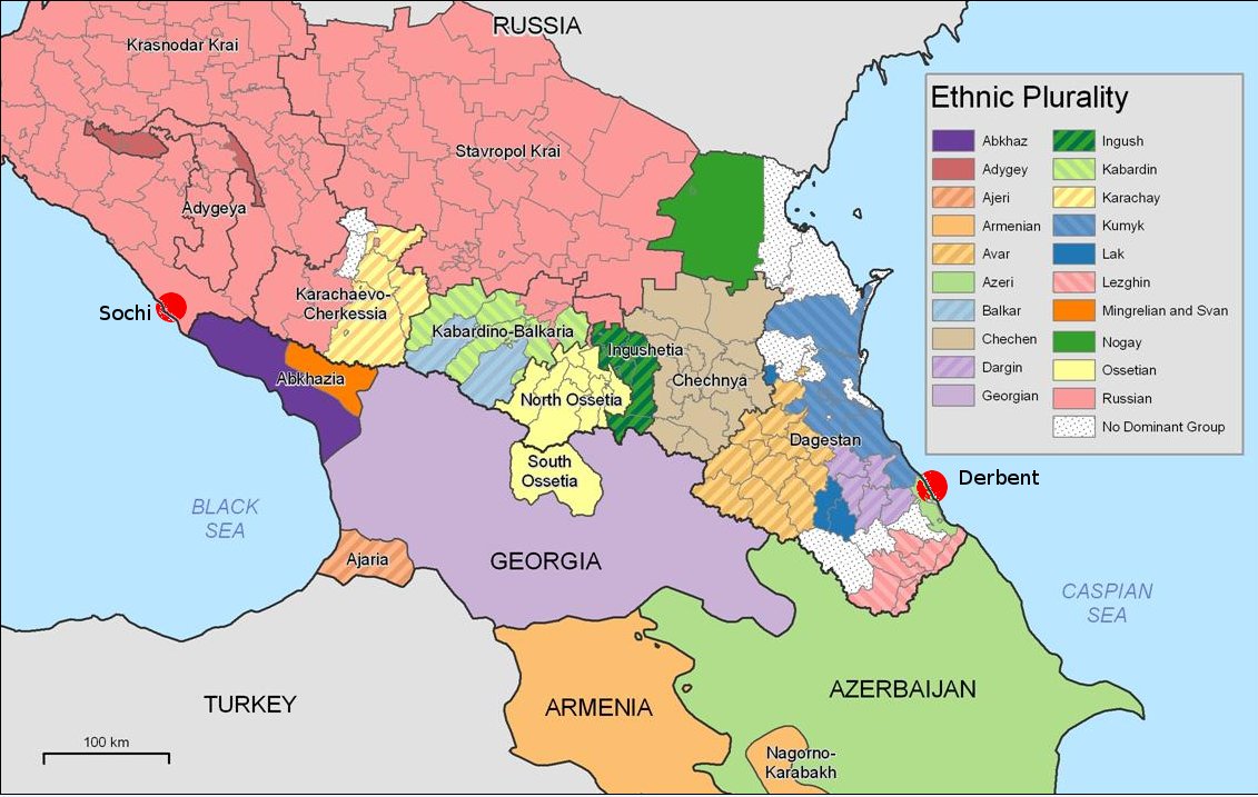 Carte A pied dans le Caucase